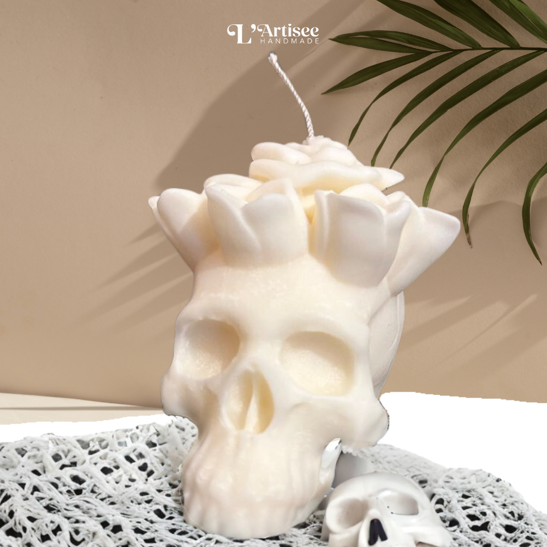 Rose Skull Candle